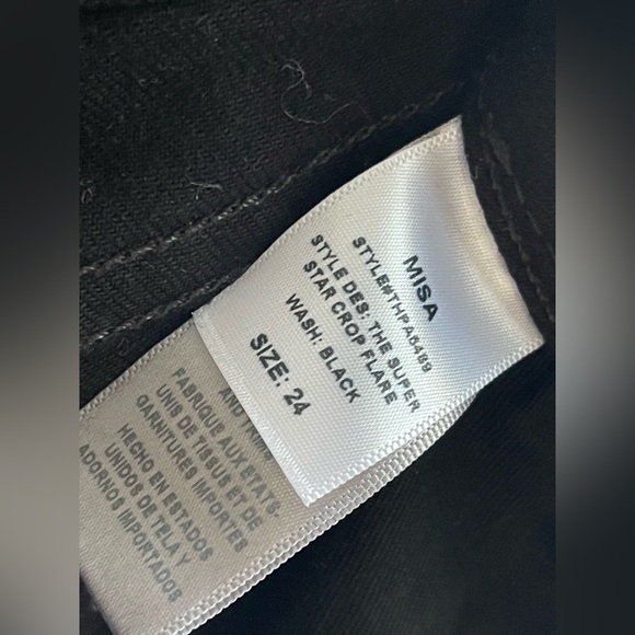 MISA NWT Star Cropped Flare Silver Grommet/Studded Fringe Hem Black Jeans - Picture 6 of 10